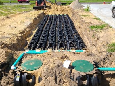 large septic tank installed